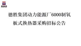 德胜集团动力能源厂6000制氧 板式换热器采购招标公告