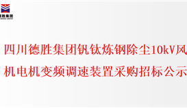 四川德胜集团钒钛炼钢除尘10kV风机电机变频调速装置采购招标公示